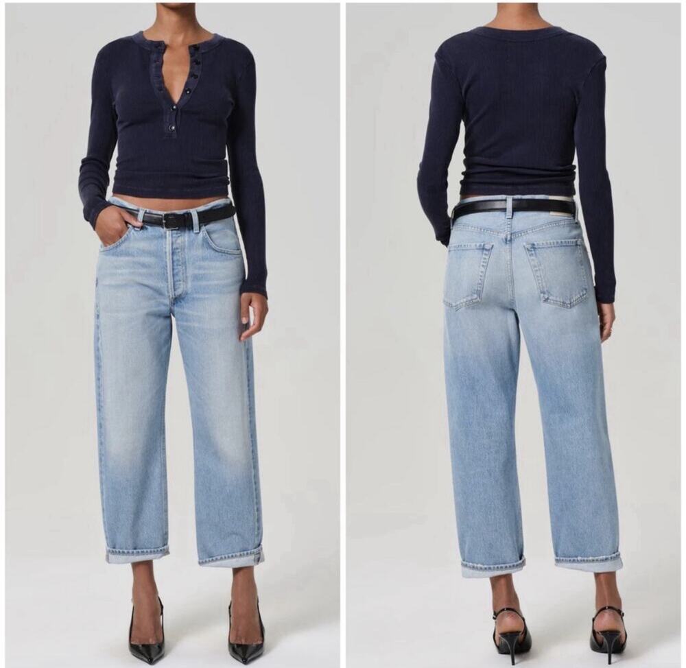 Citizens Of Humanity Dahlia Bow Leg Baby Roll Jeans •24• Ribbon Rigid Barrel EXC